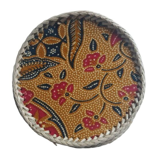 Handwoven Fabric Batik & Bamboo Coasters Set of 12 Vibrant Patterns Unique - Picture 7 of 10